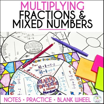 Preview of Multiplying Fractions and Mixed Numbers Guided Notes Doodle Math Wheel