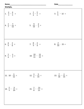 Preview of Multiplying Fractions and Mixed Numbers Warm-Ups or Worksheet