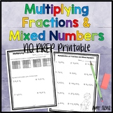 Multiplying Fractions and Mixed Numbers Worksheet