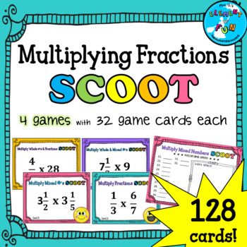 Preview of SCOOT Game Bundle: Multiplying Fractions, Mixed numbers, and Whole Numbers