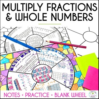 Preview of Multiplying Fractions and Whole Numbers Guided Notes Math Doodle Wheel