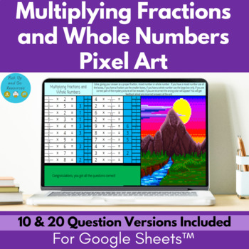 Preview of Multiplying Fractions by Whole Numbers Pixel Art Activity