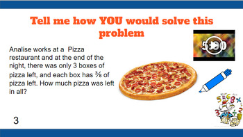 Preview of Multiplying Fractions and Word Problems Teacher Slides