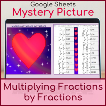 Preview of Multiplying Fractions by Fractions | Valentine's Day | Mystery Picture