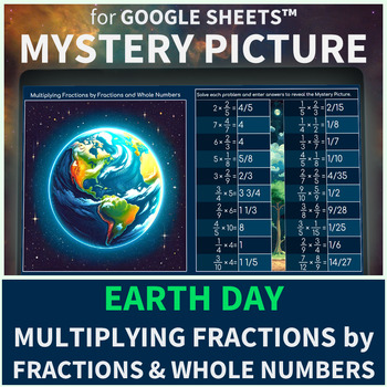 Preview of Multiplying Fractions by Fractions and Whole Numbers | Mystery Picture Earth Day