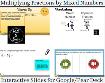 Preview of Multiplying Fractions by Mixed Numbers - Google Slides with Optional Pear Deck