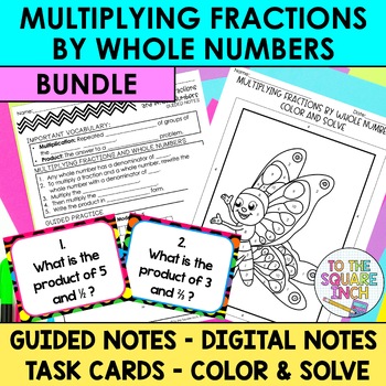 Preview of Multiplying Fractions by Whole Numbers Notes & Activities | Digital Notes