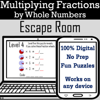 Preview of Multiplying Fractions by Whole Numbers Activity: Digital Escape Room Math Game