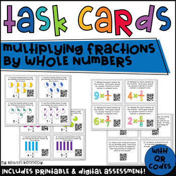 Preview of QR Code Task Cards: Multiplying Fractions by Whole Numbers