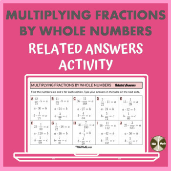 Preview of Multiplying Fractions by Whole Numbers - Related Answers Activity