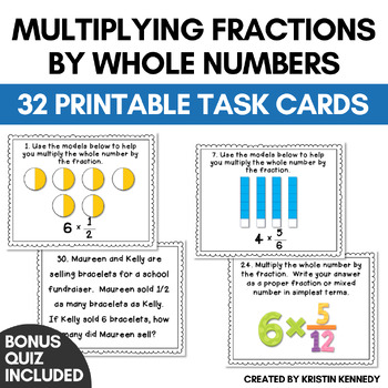 Preview of Multiplying Fractions by Whole Numbers Task Cards