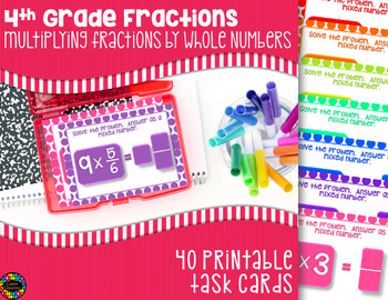 Preview of Multiplying Fractions by Whole Numbers Task Cards