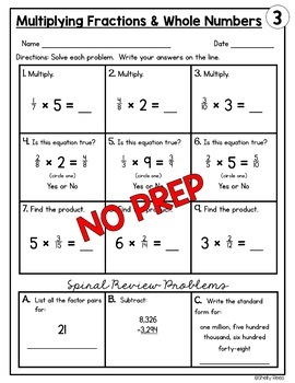 multiplying fractions by whole numbers worksheets by