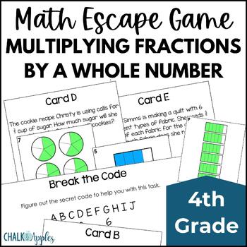 Preview of Multiplying Fractions by a Whole Number Math Escape Game - 4th Grade Math Review