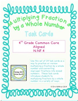 Preview of Multiplying Fractions by a Whole Number Task Cards- Set of 24