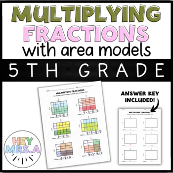Preview of Multiplying Fractions with Area Models - Printable Worksheet! - 5TH GRADE
