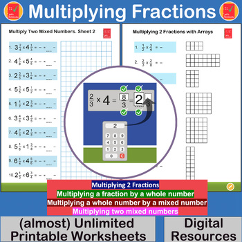 Preview of Multiplying Fractions with and without Arrays
