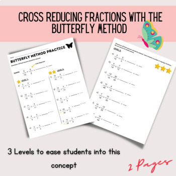 Preview of Multiplying Fractions with Cross Reducing (Butterfly Method) Worksheet + KEY