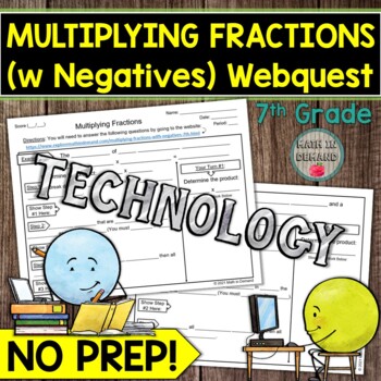 Preview of Multiplying Fractions with Negatives Webquest 7th Grade Math