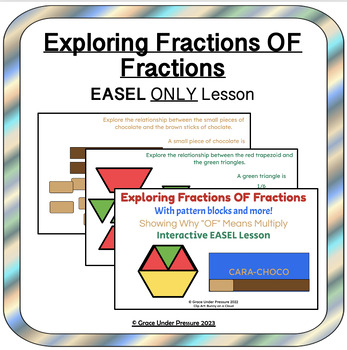 Preview of Multiplying Fractions with Pattern Blocks! Visual Math EASEL Lesson Gr 3-5