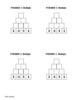 Multiplying Integer Pyramids by MskyMath | Teachers Pay Teachers