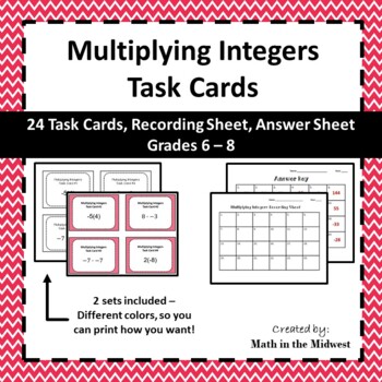 Preview of Multiplying Integers Task Cards - 7.NS.2