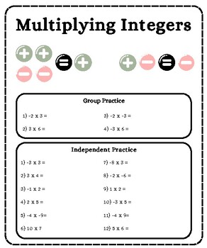 Preview of Multiplying Integers