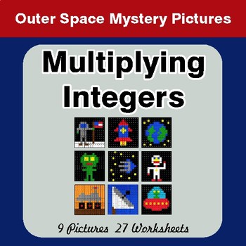 Multiplying Integers - Color-By-Number Math Mystery Pictures - Space theme