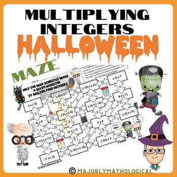 Preview of Multiplying Integers Halloween Maze - Frankenstein Theme