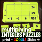 Multiplying Integers Puzzle Activities - print and digital