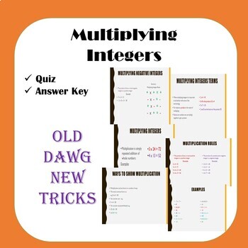 Preview of Math: Multiplying Integers Quiz