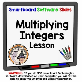 Preview of Multiplying Integers Smartboard Slides Lesson