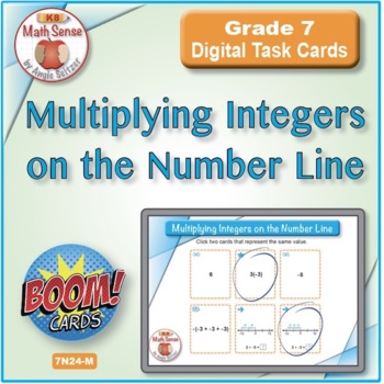 Preview of Multiplying Integers on a Number Line: BOOM Digital Task Cards 7N24-M | Matching