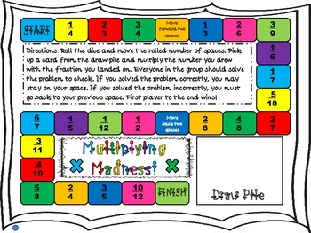 Multiplying Madness: Multiplying Fractions By A Whole Number Board Game