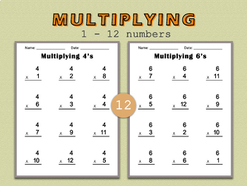 Preview of Multiplying Math Worksheets Up To 12