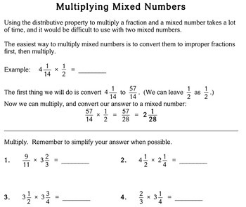 multiplying mixed numbers 5th grade worksheets individualized math