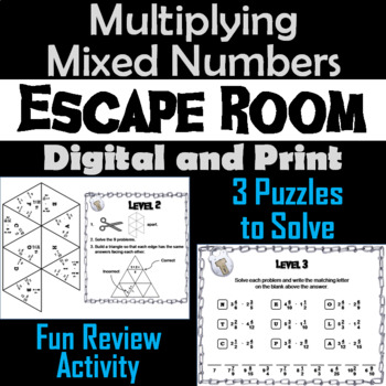 Preview of Multiplying Mixed Numbers Activity: Escape Room Math Breakout Game