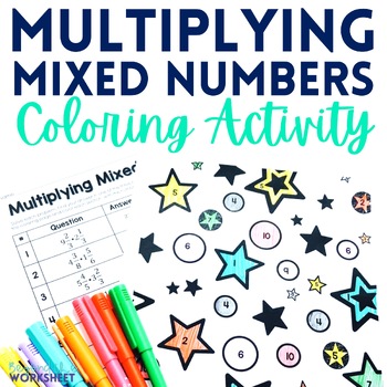 Preview of Multiplying Mixed Numbers Coloring Worksheet | Fraction Operations Practice