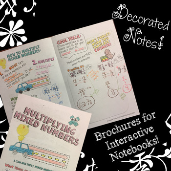 Preview of Multiplying Mixed Numbers - Decorated Notes Brochure for Interactive Notebooks