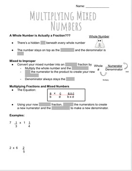 Preview of Multiplying Mixed Numbers Guided Notes & Practice