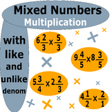 Multiplying Mixed Numbers (fractions) with Like & Unlike d
