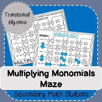 Preview of Multiplying Monomials Maze