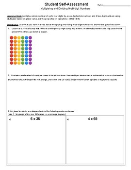 Preview of Multiplying Multi-Digit Numbers Student Self-Assessment
