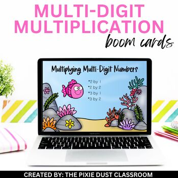 Preview of Math Games No Prep 4th & 5th Multiplying Multi-Digit Whole Numbers BOOM CARDS
