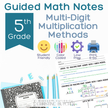 Preview of Multiplying Multi-digit Numbers Guided Math Notes
