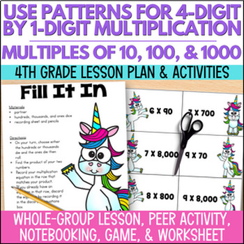 Preview of Multiplying Multiples of 10, 100, & 1000 Game, Anchor Chart, Practice Activities