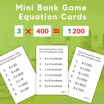 Preview of Multiplying Multiples of 10 and 100 - Montessori Baby Bank Game Equations