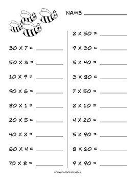 Preview of Multiplying Multiples of 10 common core worksheet