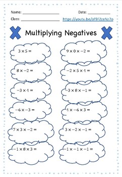 multiplying negative numbers worksheet tes