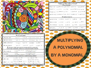 Multiplying Polynomials By Monomials Coloring Activity Tpt